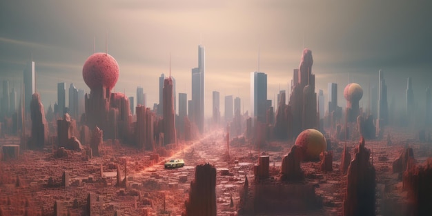 Polluted city due to virus outbreak 2D illustration