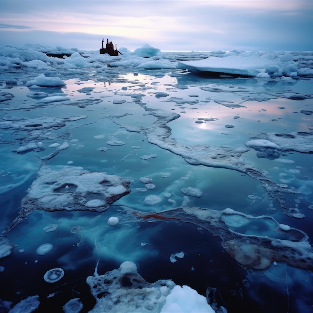 Загрязненная ледяная вода в Антарктике