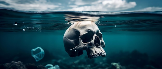 Polluted ocean contamination of the sea caused Generative AI