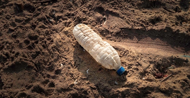 Polluted Sri Lankan beach with garbage