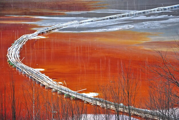 Pollution of a lake with contaminated water from a gold mine