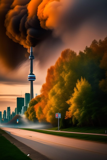 Pollution and Nature image generated Ai