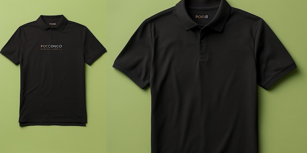 Foto polo shirt korte mouw print mockup zwarte kleur voor- en achterzijde kopieerruimte