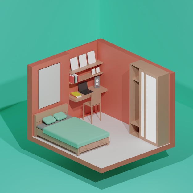 poly slaapkamer icoon met minimalistische stijl