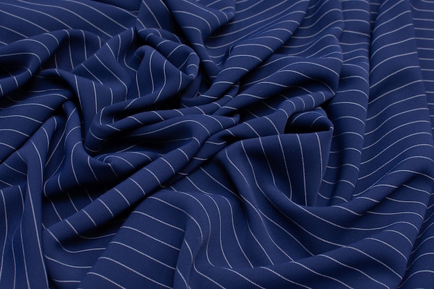 Polyamide fabric. Color is a blue and white stripe. Texture, 