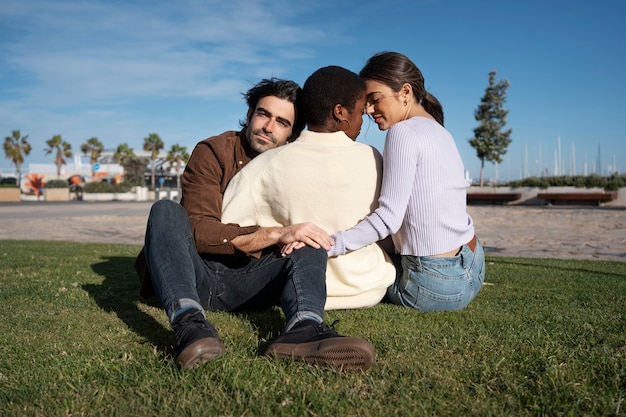 Polyamory people spending time together