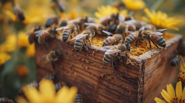 Polyculture Community Beehives leren behangpapier