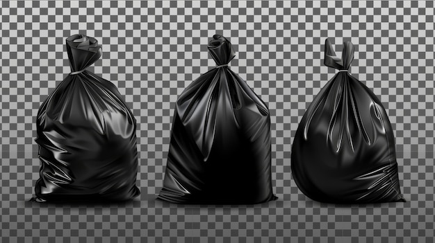 Photo polyethylene trashbag in a roll full of trash isolated on a transparent background modern realistic mockup