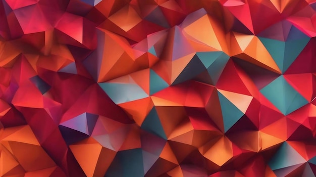 Polygon background with red and orange gradients