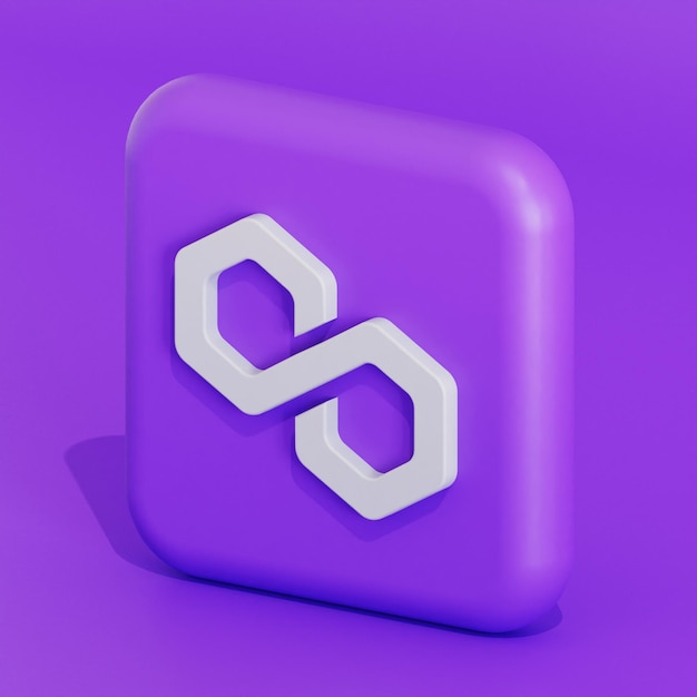 Polygon token cryptocurrency symbol logo 3d illustration