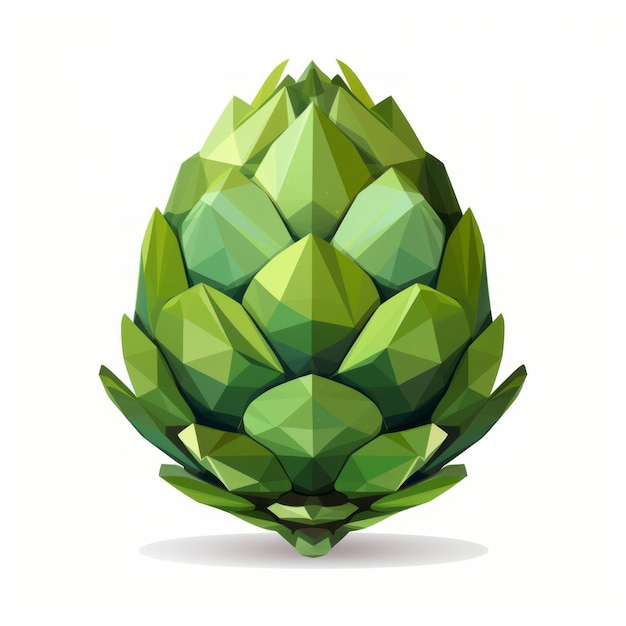 Polygonal Artichoke Logo Highly Detailed Foliage In Low Poly Style