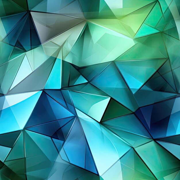 Polygonal backgrounds in various shades of blue and green tiled