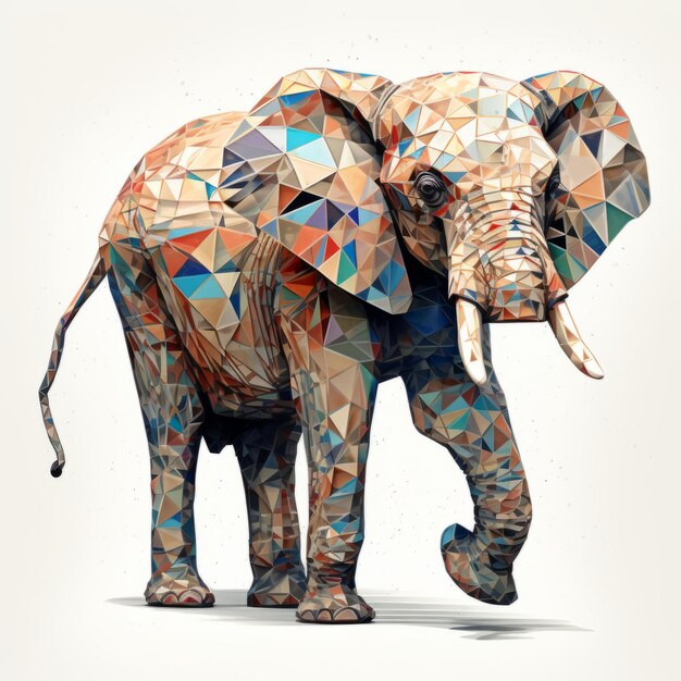 Polygonal Elephant Street Art geïnspireerde geïsoleerde illustratie