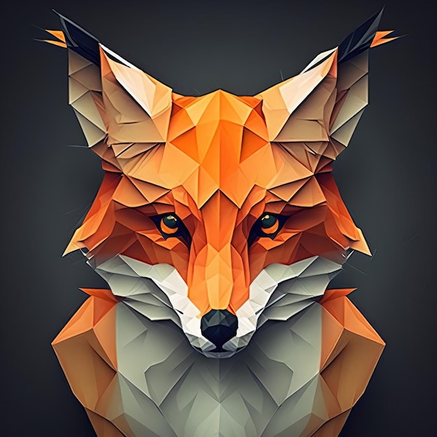 Polygonal fox in a forest digital origami colorful geometric abstract Fox abstract Generative A