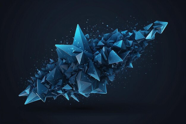 Polygonal Number Five Futuristic Blue Illustration