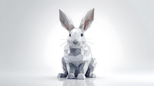 Polygonal rabbit on white background