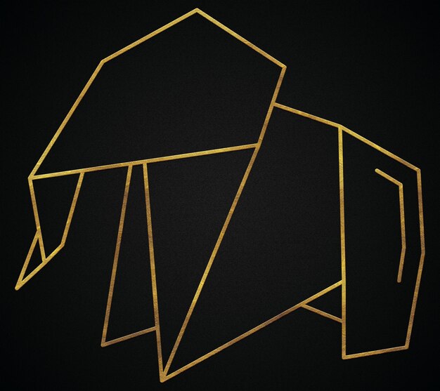 Polygonale geometrische olifant met gouden effect