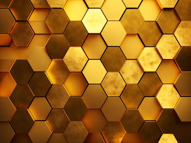 Polyhedrons shining on a luxurious gold background ai generation