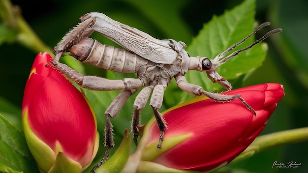 Photo polypedates otilophus closeup on red bud