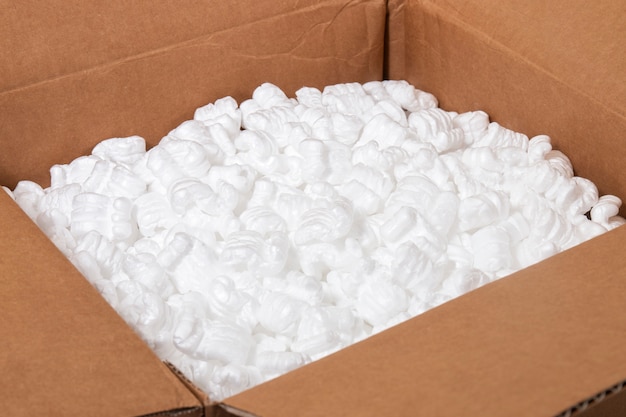 Polystyrene or white styrofoam packing