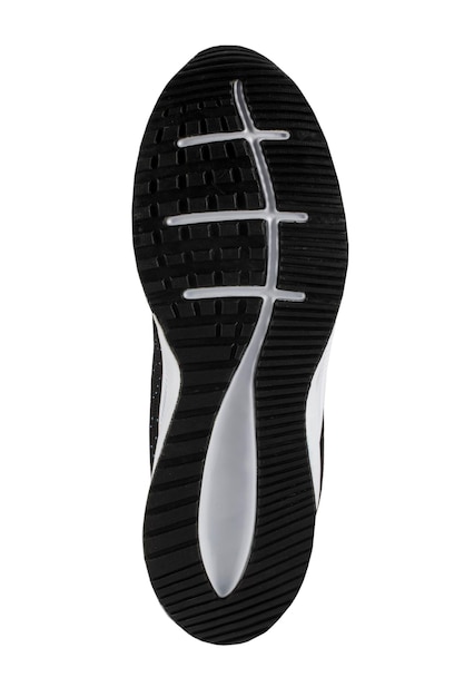 Photo the polyurethane sole of the shoe is black with white stripes