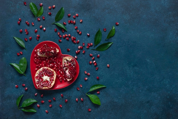 Pomegranate on the classic blue surface