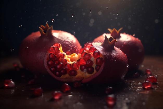 Pomegranate droplets fun Colorful seed Generate Ai