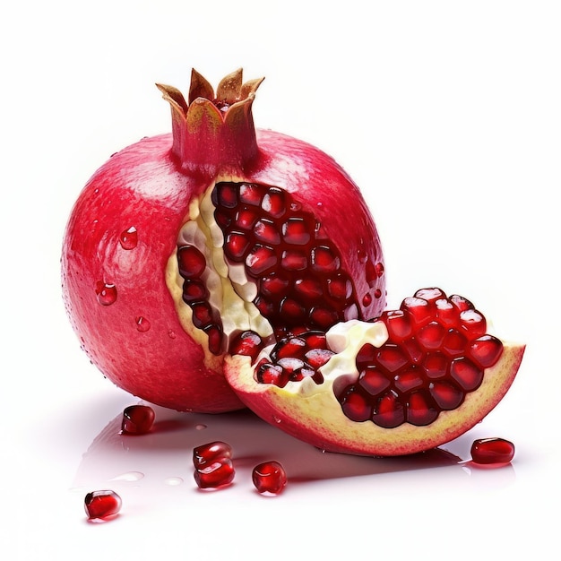 Pomegranate fruit on a white background Clipping Path