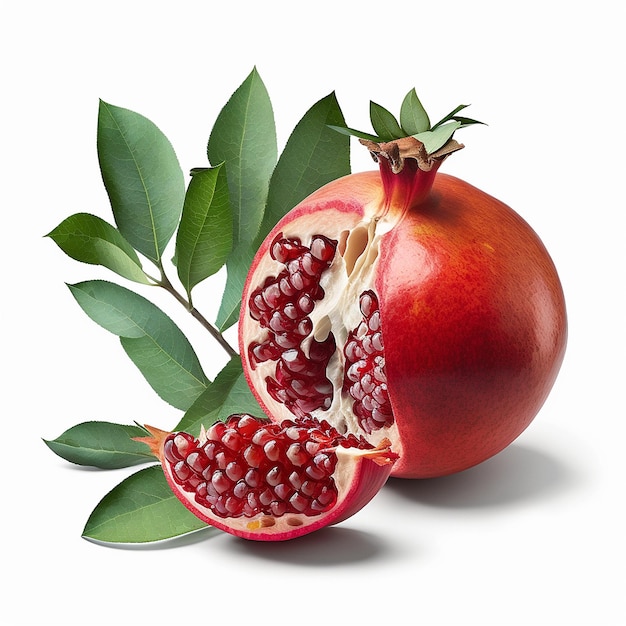 Pomegranate fruit on a white background Generative AI