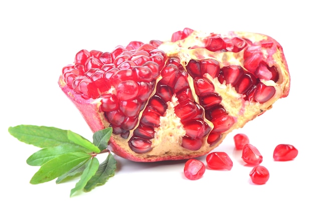 Pomegranate fruit on a white background