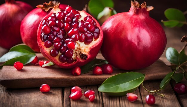 Photo a pomegranate and a half of a pomegranate