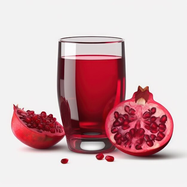 Photo pomegranate juice grenadine juice glass cranberry isolated red pomegranate