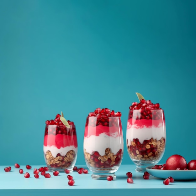 Pomegranate parfait dessert drink banner Generate Ai