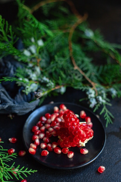 pomegranate red fruit sweet on the table