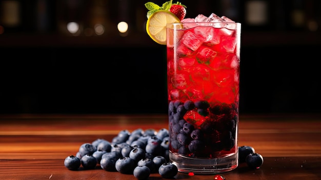 Photo pomegranate red white and blue cocktail