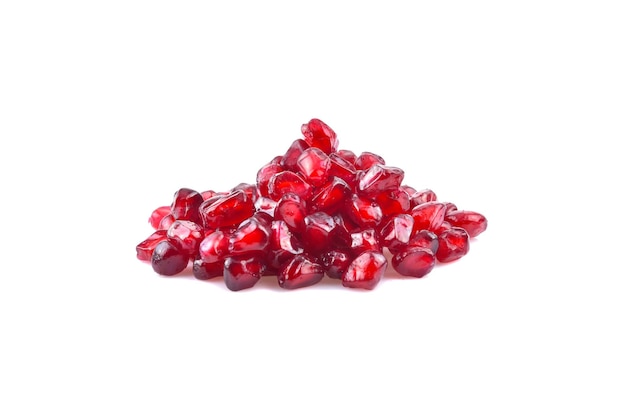 Pomegranate seeds isolated on white background