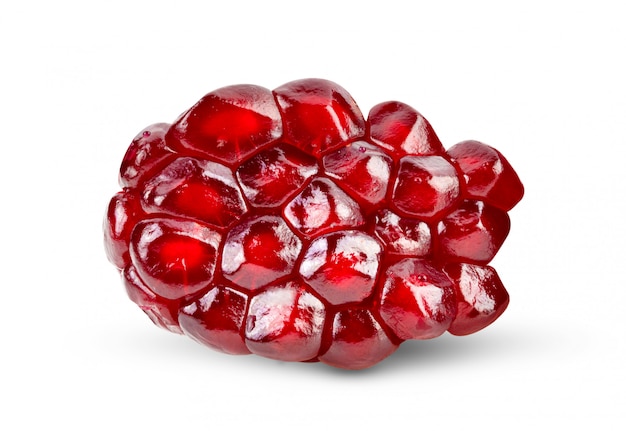 Pomegranate seeds isolated on white