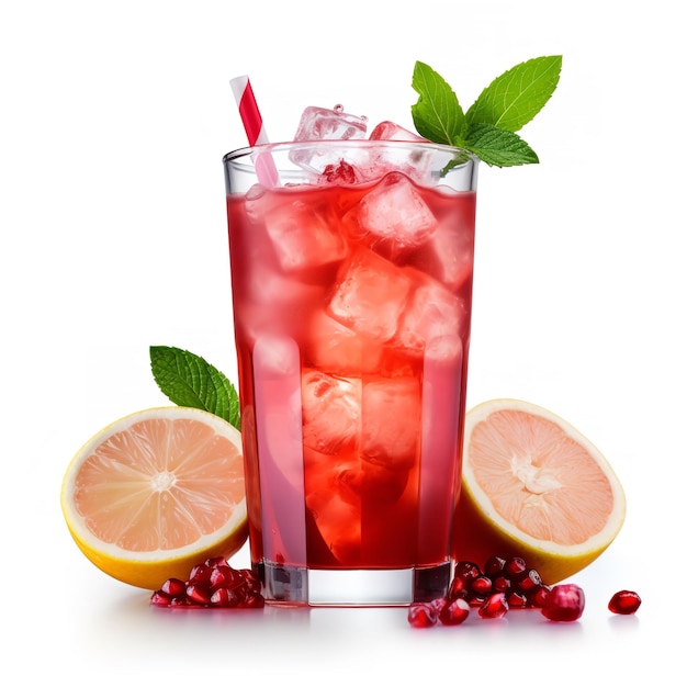 Pomegranate Sparkling Punch isolated on white background