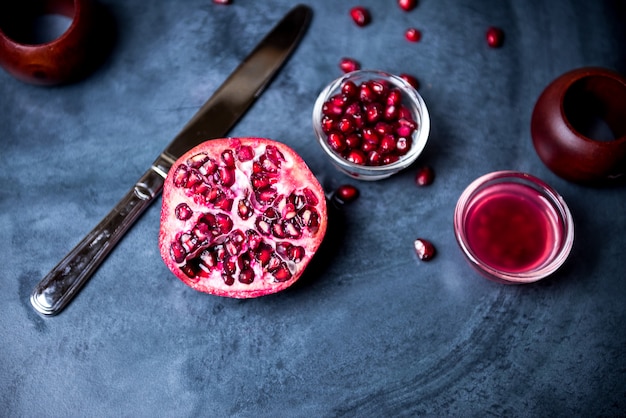 Pomegranate on table