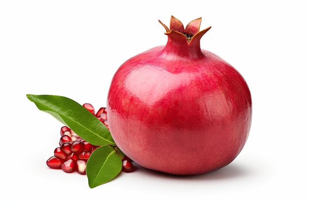 Pomegranate on white background with full depth of field