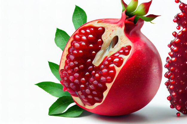 Pomegranate on white