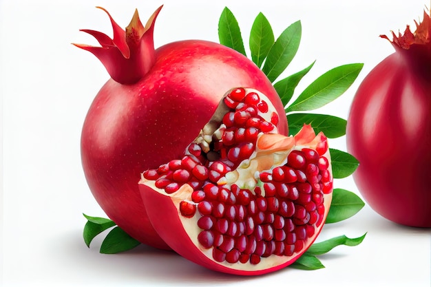 Pomegranate on white