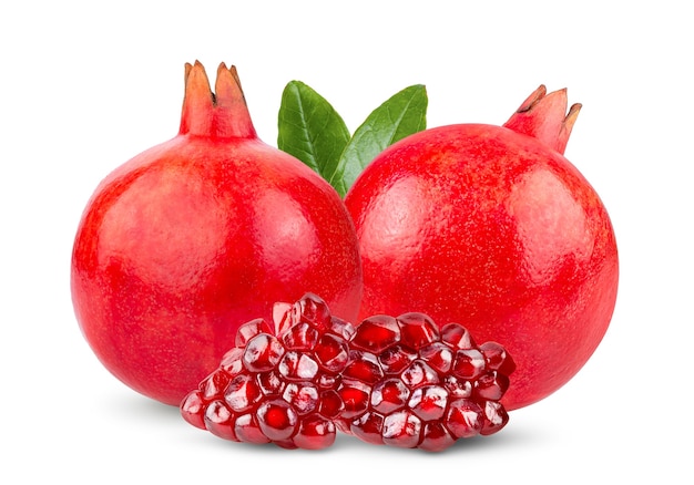 Pomegranate with leaf isolated