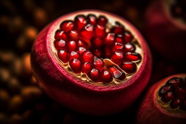 A pomegranate with the seeds cut open