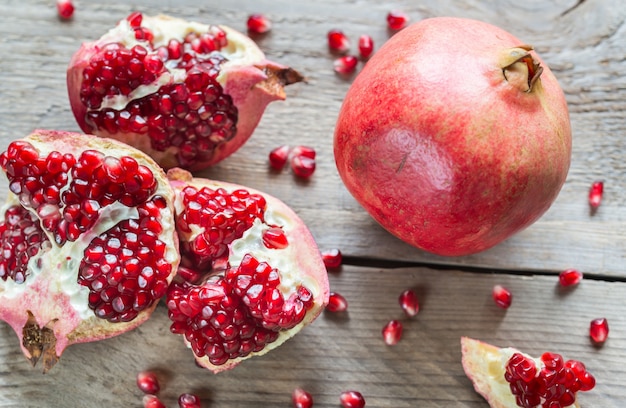 Pomegranate on the wooden background