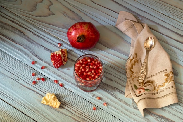 Pomegranate on a wooden background