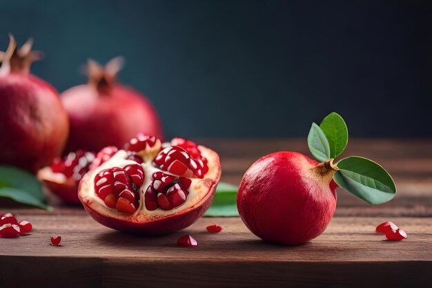 Pomegranates and a half of a pomegranate