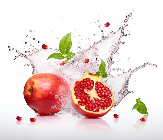 Premium AI Image | pomegranates and a pomegranate are in a water splash.