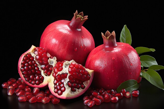 pomegranates with leaves and a pomegranate.