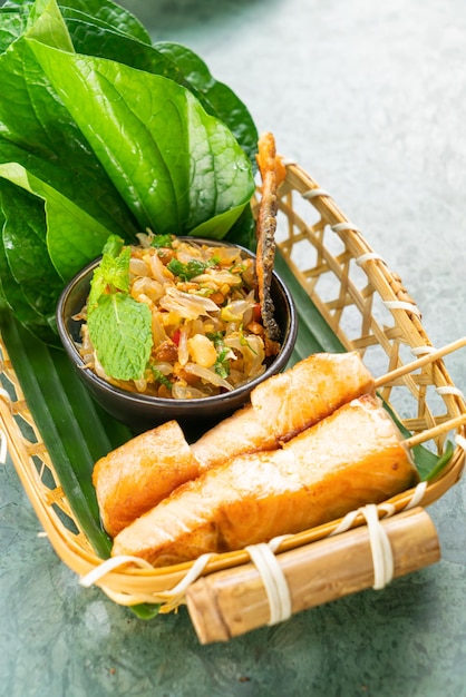 Pomelo salad with grilled salmon